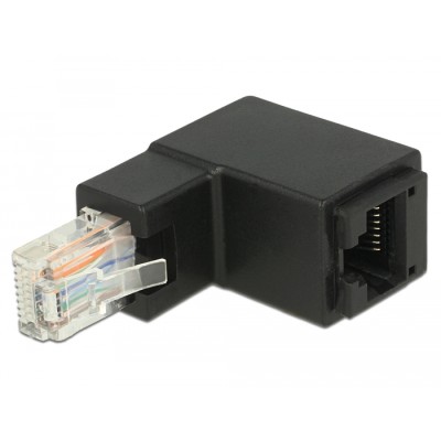 Delock Adapter RJ45 plug upwards angled to RJ45 jack Cat.6 UTP