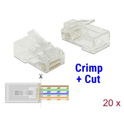 Delock RJ45 Crimp+Cut Plug Cat.6 UTP 20 pieces