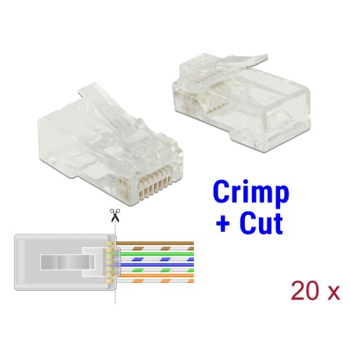 Delock RJ45 Crimp+Cut Plug Cat.6 UTP 20 pieces