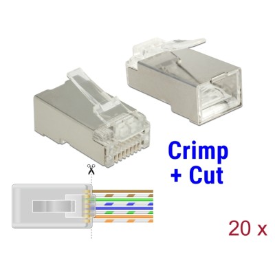 Delock RJ45 Crimp+Cut Plug Cat.6 STP 20 pieces
