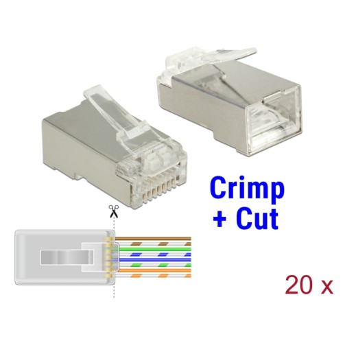 Delock RJ45 Crimp+Cut Plug Cat.6 STP 20 pieces