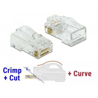 Delock RJ45 Crimp+Cut+Curve plug Cat.6 UTP 20 pieces