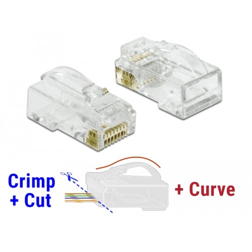 Delock RJ45 Crimp+Cut+Curve plug Cat.6 UTP 20 pieces