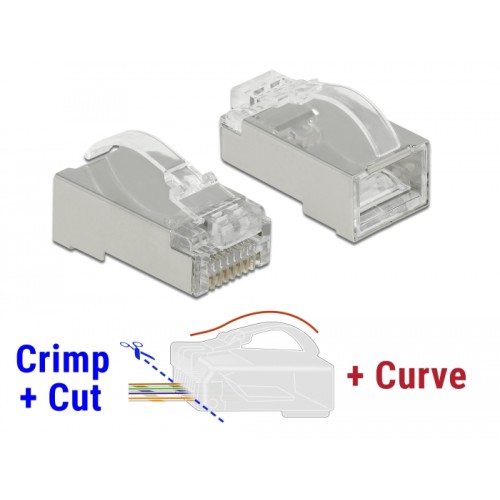 Delock RJ45 Crimp+Cut+Curve plug Cat.6 STP 20 pieces