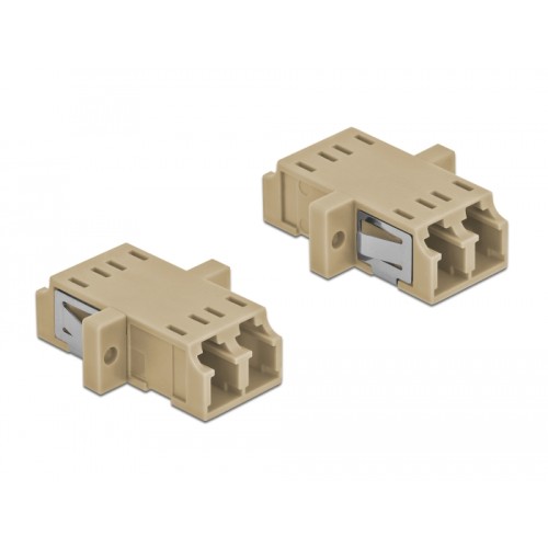 Delock Optical Fiber Coupler LC Duplex female to LC Duplex female Multi-mode 2 pieces beige