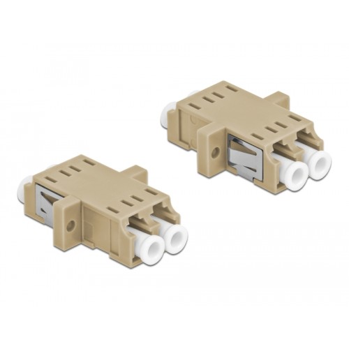 Delock Optical Fiber Coupler LC Duplex female to LC Duplex female Multi-mode 2 pieces beige