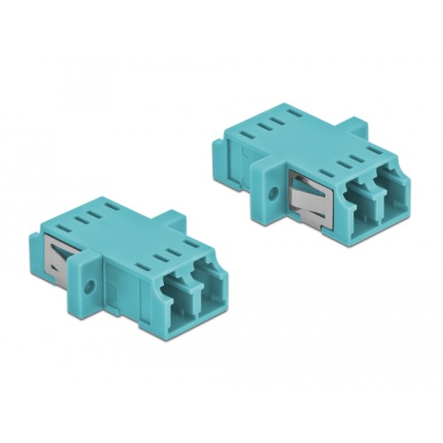 Delock Optical Fiber Coupler LC Duplex female to LC Duplex female Multi-mode 2 pieces light blue