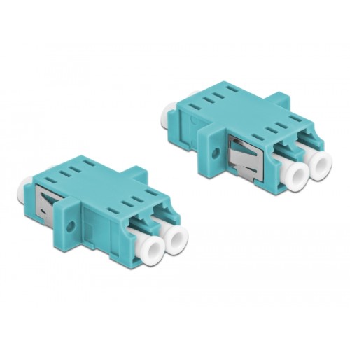 Delock Optical Fiber Coupler LC Duplex female to LC Duplex female Multi-mode 2 pieces light blue