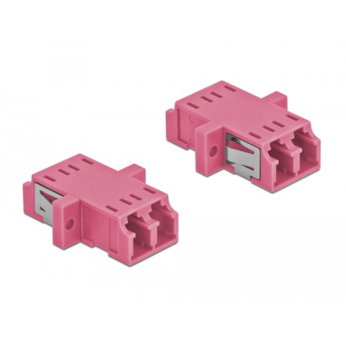 Delock Optical Fiber Coupler LC Duplex female to LC Duplex female Multi-mode 2 pieces violet