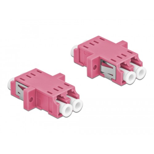 Delock Optical Fiber Coupler LC Duplex female to LC Duplex female Multi-mode 2 pieces violet