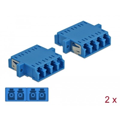 Delock Optical Fiber Coupler LC Quad female to LC Quad female Single-mode 2 pieces blue