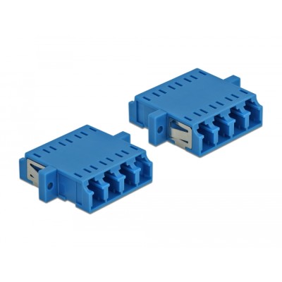 Delock Optical Fiber Coupler LC Quad female to LC Quad female Single-mode 2 pieces blue 2
