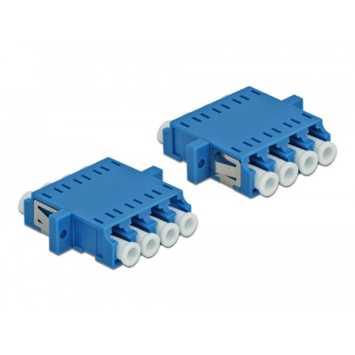 Delock Optical Fiber Coupler LC Quad female to LC Quad female Single-mode 2 pieces blue