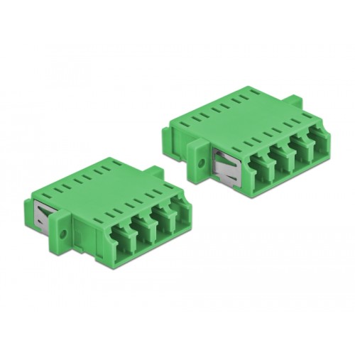 Delock Optical Fiber Coupler LC Quad female to LC Quad female Single-mode 2 pieces green