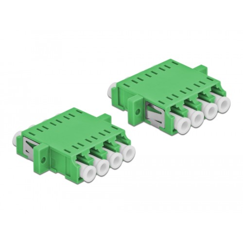 Delock Optical Fiber Coupler LC Quad female to LC Quad female Single-mode 2 pieces green