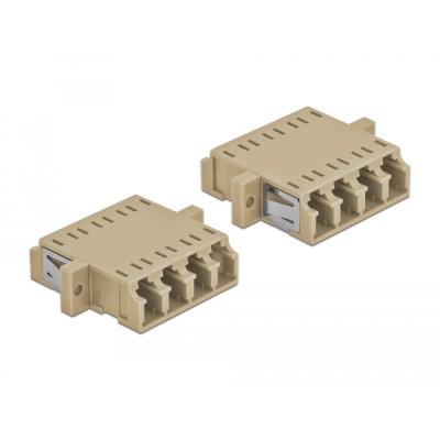 Delock Optical Fiber Coupler LC Quad female to LC Quad female Multi-mode 2 pieces beige 2