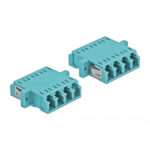 Delock Optical Fiber Coupler LC Quad female to LC Quad female Multi-mode 2 pieces light blue