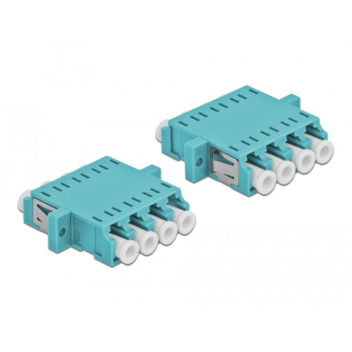 Delock Optical Fiber Coupler LC Quad female to LC Quad female Multi-mode 2 pieces light blue
