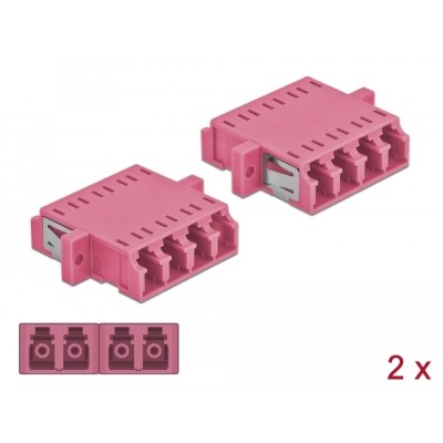 Delock Optical Fiber Coupler LC Quad female to LC Quad female Multi-mode 2 pieces violet