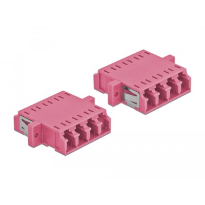 Delock Optical Fiber Coupler LC Quad female to LC Quad female Multi-mode 2 pieces violet 2