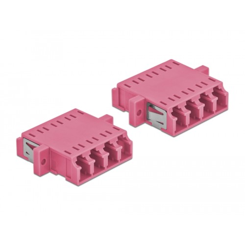 Delock Optical Fiber Coupler LC Quad female to LC Quad female Multi-mode 2 pieces violet