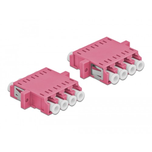 Delock Optical Fiber Coupler LC Quad female to LC Quad female Multi-mode 2 pieces violet