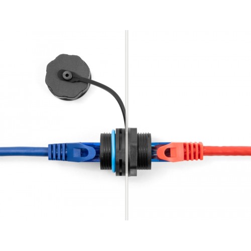 Delock Cable Connector RJ45 jack to RJ45 jack Cat.6A with protective cap waterproof