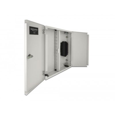 Delock Fiber optic wall distribution box with double door grey