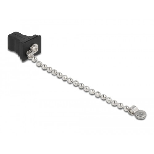 Delock Fiber optic dust cap with chain for SC plug black