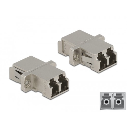Delock Optical Fiber Coupler LC Duplex female to LC Duplex female Single-mode metal