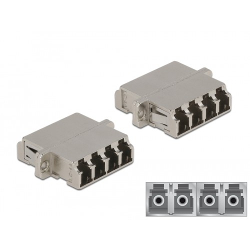 Delock Optical Fiber Coupler LC Quad female to LC Quad female Single-mode metal