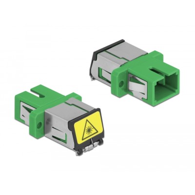 Delock Optical Fiber Coupler with laser protection flip SC Simplex female to SC Simplex female Single-mode green 2