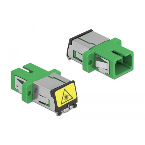 Delock Optical Fiber Coupler with laser protection flip SC Simplex female to SC Simplex female Single-mode green