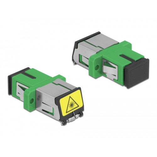 Delock Optical Fiber Coupler with laser protection flip SC Simplex female to SC Simplex female Single-mode green