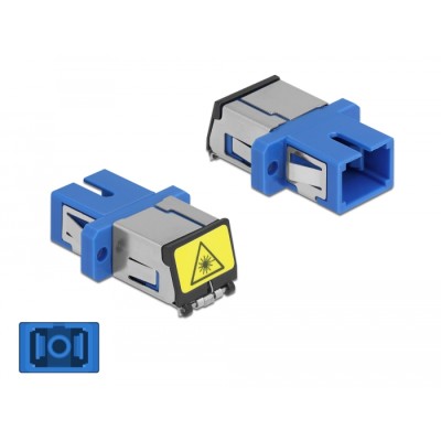 Delock Optical Fiber Coupler with laser protection flip SC Simplex female to SC Simplex female Single-mode blue