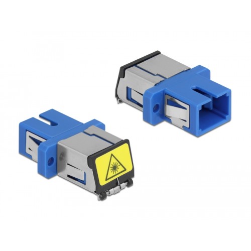 Delock Optical Fiber Coupler with laser protection flip SC Simplex female to SC Simplex female Single-mode blue