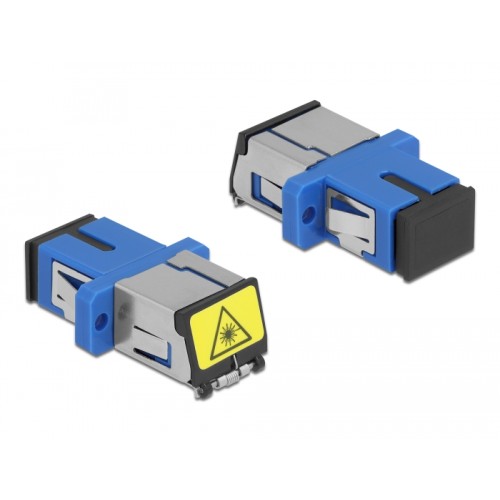 Delock Optical Fiber Coupler with laser protection flip SC Simplex female to SC Simplex female Single-mode blue