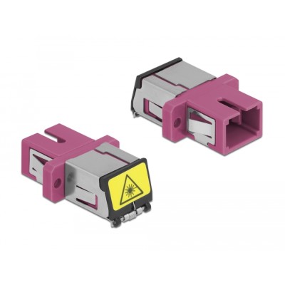 Delock Optical Fiber Coupler with laser protection flip SC Simplex female to SC Simplex female Multi-mode violet 2
