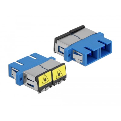 Delock Optical Fiber Coupler with laser protection flip SC Duplex female to SC Duplex female Single-mode blue 2