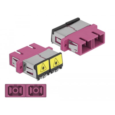 Delock Optical Fiber Coupler with laser protection flip SC Duplex female to SC Duplex female Multi-mode violet