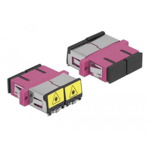 Delock Optical Fiber Coupler with laser protection flip SC Duplex female to SC Duplex female Multi-mode violet