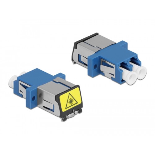 Delock Optical Fiber Coupler with laser protection flip LC Duplex female to LC Duplex female Single-mode blue