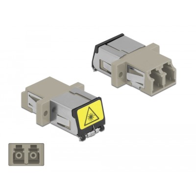 Delock Optical Fiber Coupler with laser protection flip LC Duplex female to LC Duplex female Multi-mode beige