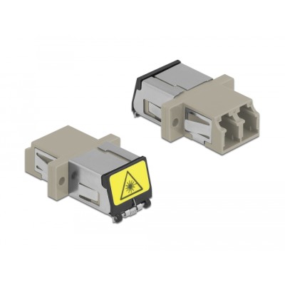Delock Optical Fiber Coupler with laser protection flip LC Duplex female to LC Duplex female Multi-mode beige 2