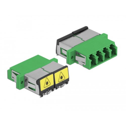 Delock Optical Fiber Coupler with laser protection flip LC Quad female to LC Quad female Single-mode green