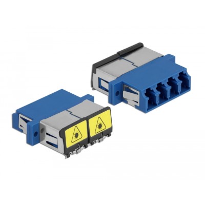 Delock Optical Fiber Coupler with laser protection flip LC Quad female to LC Quad female Single-mode blue 2