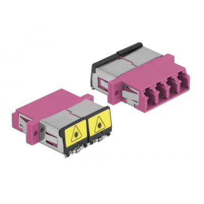 Delock Optical Fiber Coupler with laser protection flip LC Quad female to LC Quad female Multi-mode violet 2