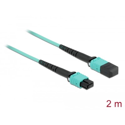 Delock Optical Fiber Cable MPO female to MPO female 12 fibers, polarity B, multi-mode OM4, 50/125 µm, 2 m