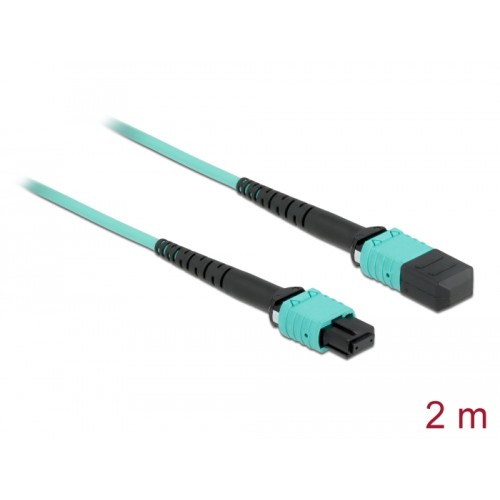 Delock Optical Fiber Cable MPO female to MPO female 12 fibers, polarity B, multi-mode OM4, 50/125 µm, 2 m