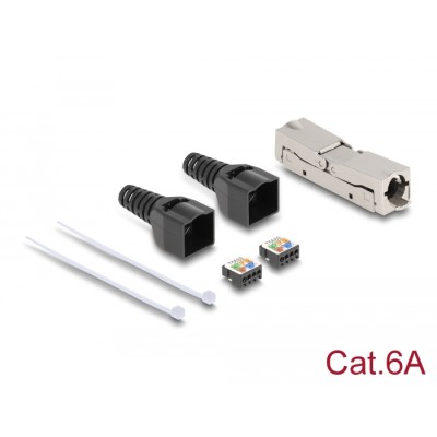 Delock RJ45 Coupler LSA to LSA with strain relief Cat.6A toolfree